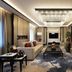 Kempinski Hotel Beijing Yansha Center lounge in Beijing with chandelier, sofas and coffee table