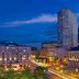 The Westin Copley Place, Boston skyline view at dusk with illuminated city buildings and streets