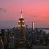 Ameritania at Times Square, New York skyline view with Empire State Building at sunset