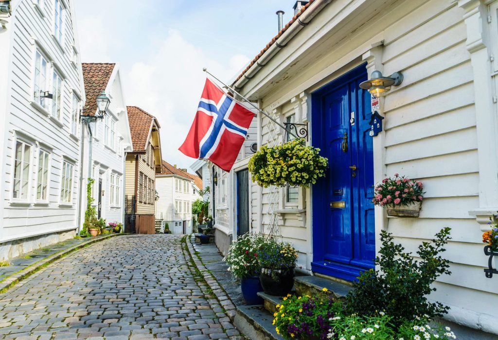 Gamle Stavanger is the historic area of the city consisting of around two hundred white painted wooden cottages dating from the 18th and early 19th centuries, Stavanger, Norway